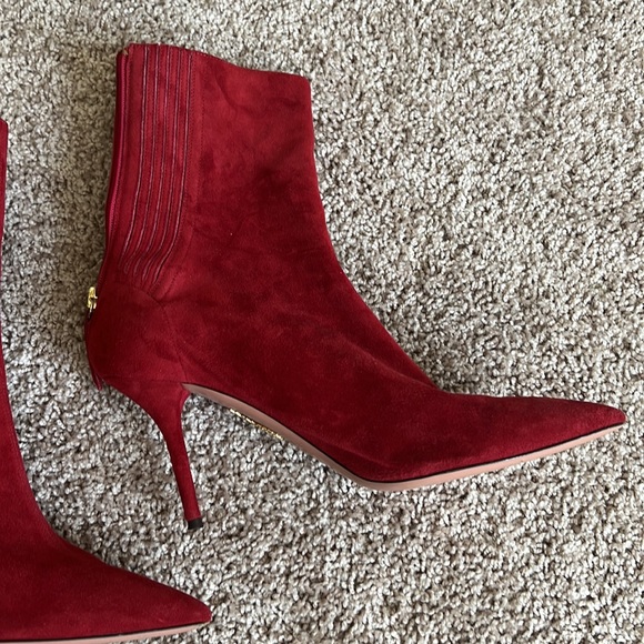 Aquazzura 85m red suede boot - Picture 4 of 9